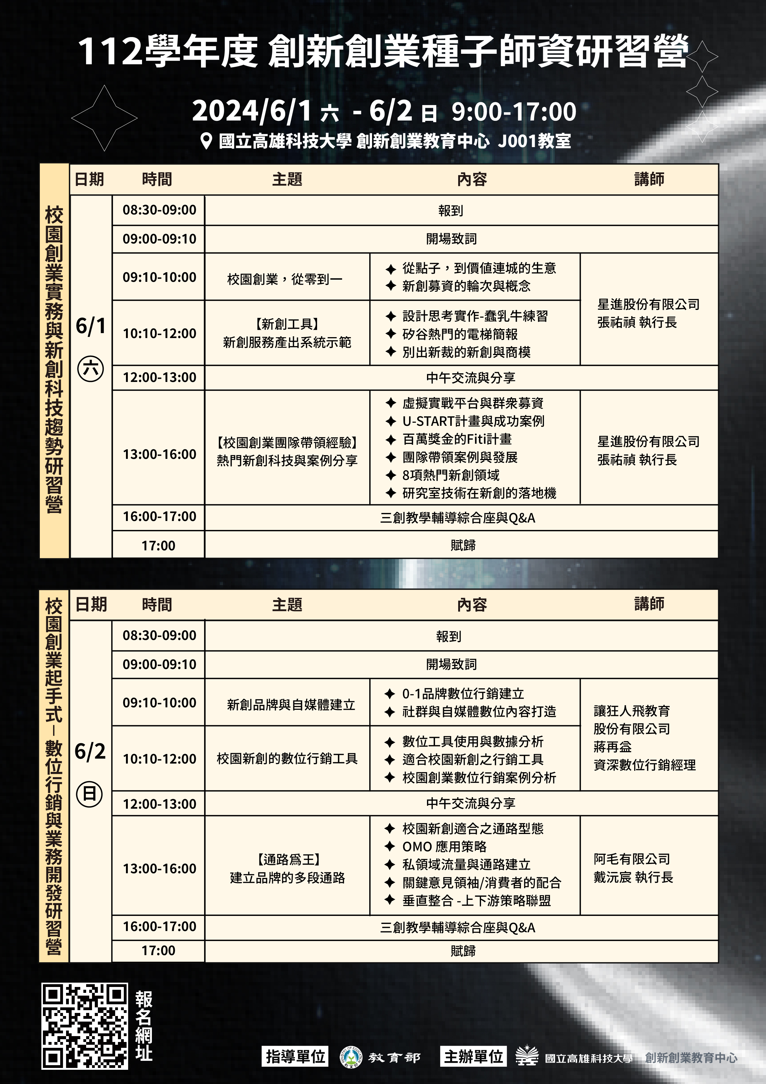 附件一、112學年度 創新創業種子師資研習營_課表