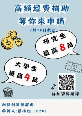 【114-2 創創補助徵件到3/10】 %活動%圖片